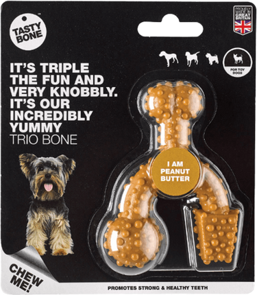 TastyBone Nylon Trio Toy Dog - Peanut Butter